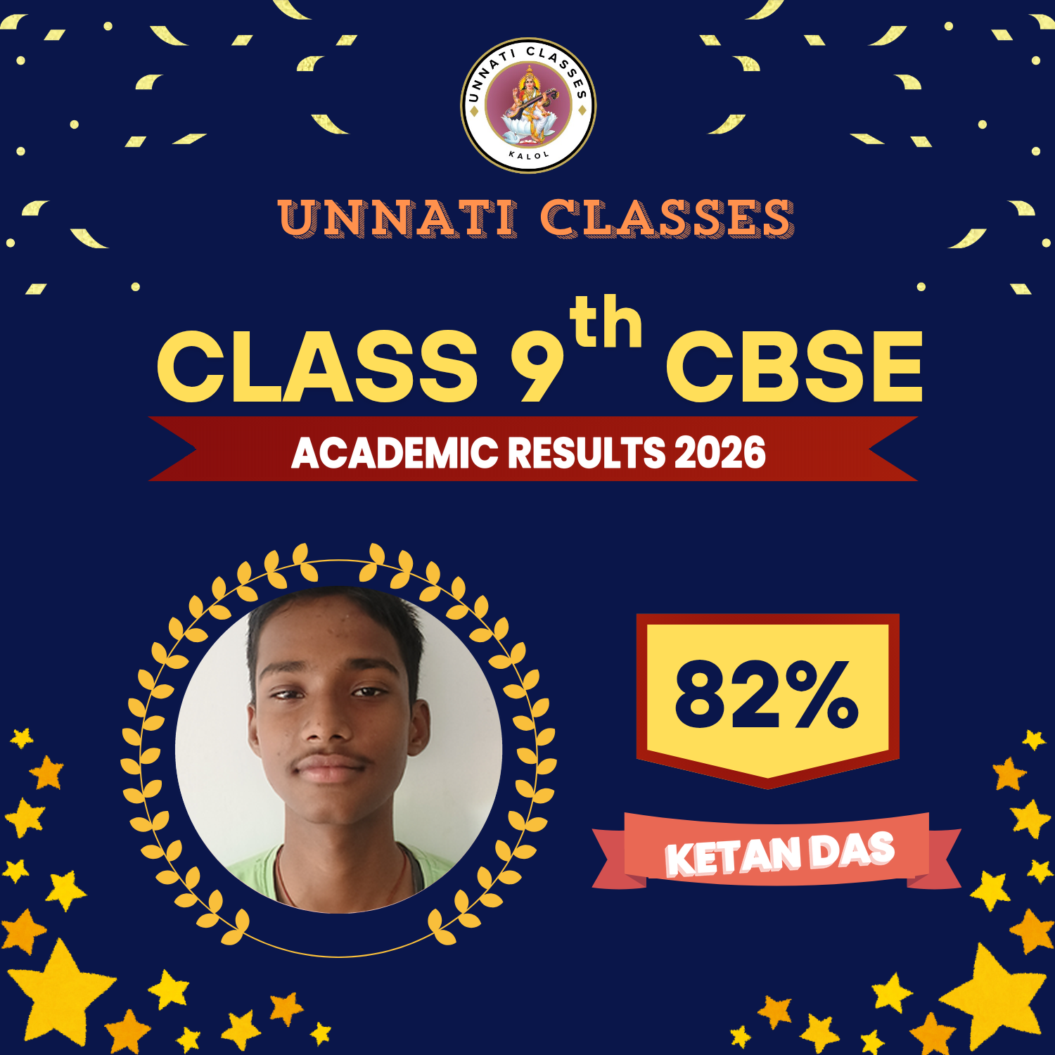 Ketan Das — Class 9th CBSE — 82%